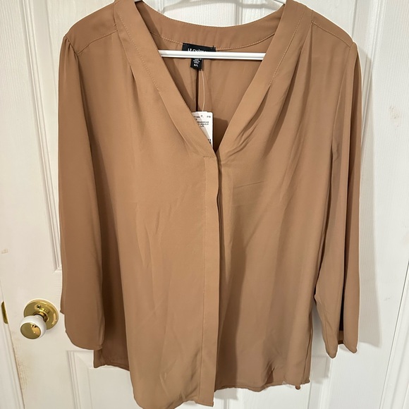 le chateau Tops - Le Chateau Tan V-Neck Blouse